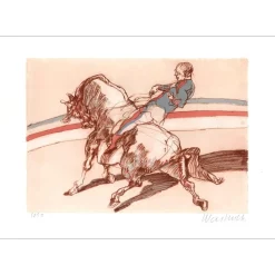WEISBUCH Claude - Lithographie originale "L’écuyer du cirque" 31x45cm