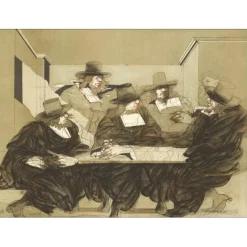 WEISBUCH Claude - Lithographie originale "Les drapiers" 56x76cm - Circa 1975