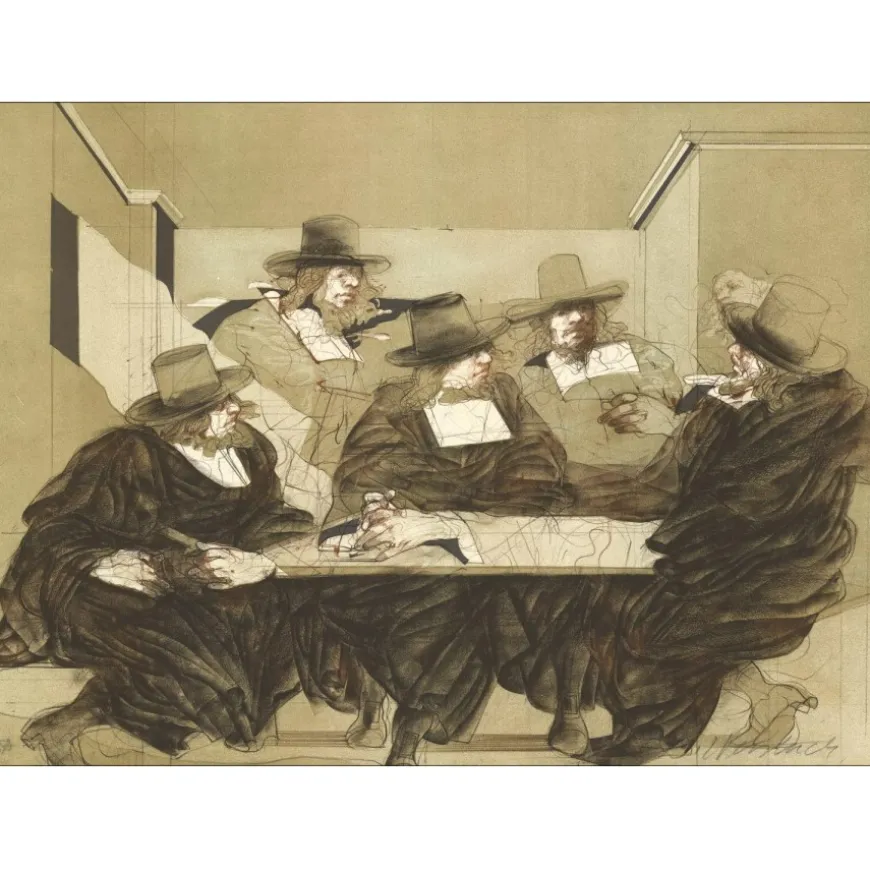 WEISBUCH Claude - Lithographie originale "Les drapiers" 56x76cm - Circa 1975