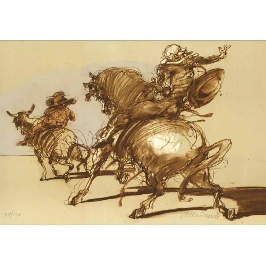 WEISBUCH Claude - Lithographie originale "Don Quichotte" 37x57cm