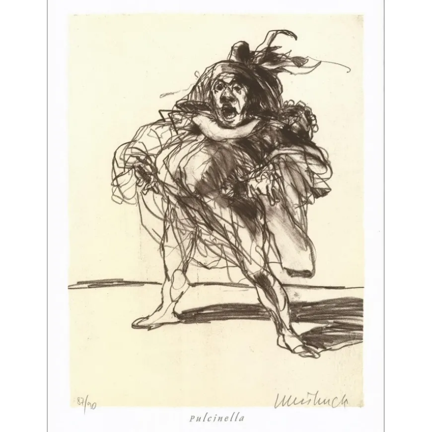 WEISBUCH Claude - Lithographie originale "Comédia Dell'Arte, Pulcinella" 38x28cm - 2006