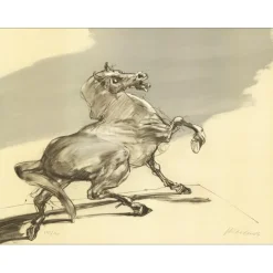 WEISBUCH Claude - Lithographie originale "Le cheval" 56x76cm - Circa 1980