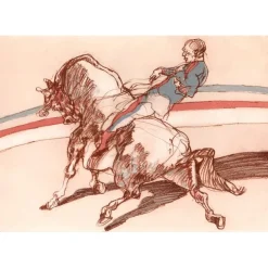 WEISBUCH Claude - Lithographie originale "L’écuyer du cirque" 31x45cm