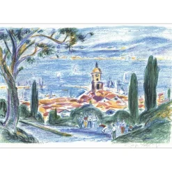 YOLDJOGLOU Georges - Lithographie originale "Saint Tropez" 38x55cm