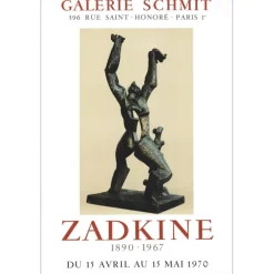 ZADKINE Ossip - Lithographie "Exposition Galerie Schmit, Paris" 77x51cm - 1970