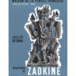 ZADKINE Ossip - Lithographie "Exposition Maison de la pensée Française, Paris" 64x47cm - 1965