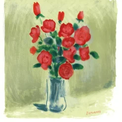 ZAMORANO de BIEDMA Pedro - Lithographie "Bouquet de fleurs, exposition Manoir du Mad" 71x49cm - 1971