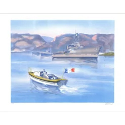 ZAROU - Lithographie originale "La rade de Toulon" 56x76cm