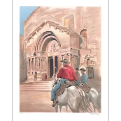 ZAROU - Lithographie originale "Manade" 75x54cm