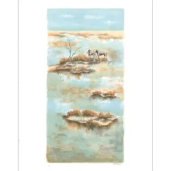 ZAROU - Lithographie originale "Chevaux en Camargue" 75x54cm