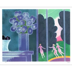 ZAVARO Albert - Lithographie originale "Le parc" 56x76cm