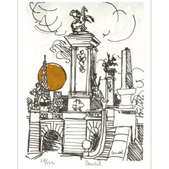 ZENDEL Gabriel - Lithographie originale "Beautés de l'Europe 01" 32x24cm - 1971