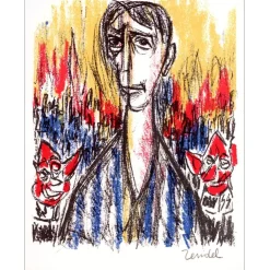 ZENDEL Gabriel - Lithographie originale "Portrait" 27x21cm - 1963