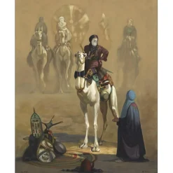 ZIANI Hocine - Lithographie originale "L'arrivée au camp" 72x56cm