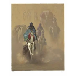 ZIANI Hocine - Lithographie originale "La caravane" 80x60cm