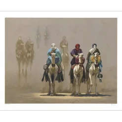 ZIANI Hocine - Lithographie originale "Les trois Bédouins" 59x76cm