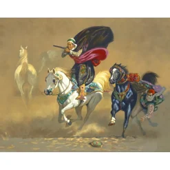 ZIANI Hocine - Lithographie originale "La cavalcade" 60x80cm