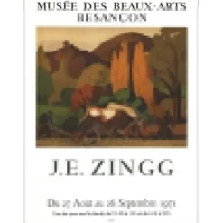 ZINGG Jules-Émile - Lithographie "Exposition Musée des beaux arts, Besançon" 72x53cm - 1971